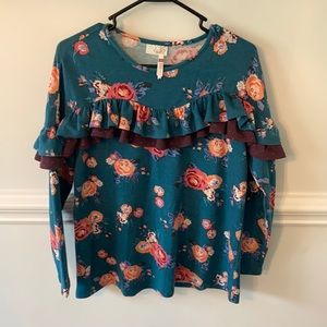 Matilda Jane Tween ruffle floral top
